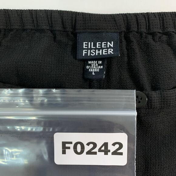 Eileen Fisher L Black Womens High Rise Straight Ankle Pants Tapered Textured - Picture 3 of 8